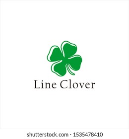 leaf and line green clover logo design 