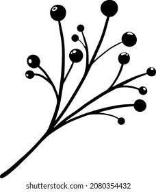 icono de línea de hoja con bayas
