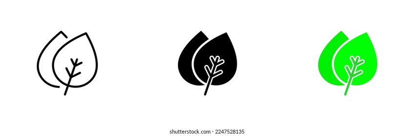 Leaf line icon. Care for environment, nature, eco friendly, zero waste lifestyle, save the planet, clean, herbal. Ecology concept. Vector icon in line, black and colorful style on white background