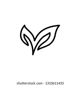 Leaf Line Icon In Flat Style Vector For App, UI, Websites. Black Icon Vector Illustration.