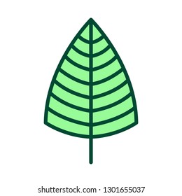 Leaf Line Icon. Green Minimal Flat Vector - EPS