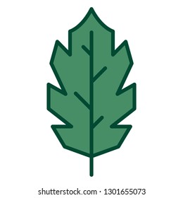 Leaf Line Icon. Green Minimal Flat Vector - EPS