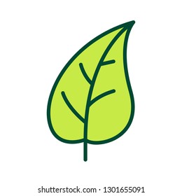 Leaf Line Icon. Green Minimal Flat Vector - EPS