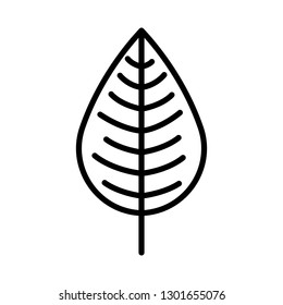 Leaf Line Icon. Minimal Flat Vector - EPS