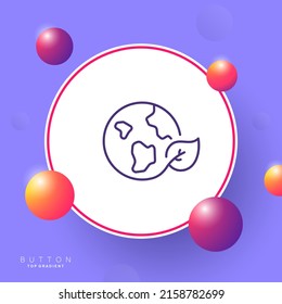 Leaf line icon. Planet with a leaf from a tree, plant, greenery, save the planet. Green peace. Ecology concept. Line style. Vector line icon for Business and Advertising