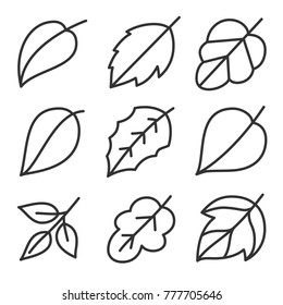 leaf line icon set