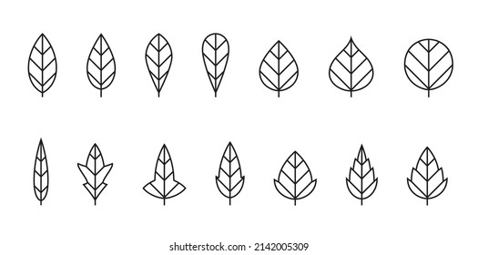 leaf line icon set. eco and botanical symbols. isolated vector image for nature concepts and web design