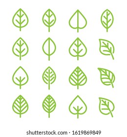 Leaf line icon set in green color