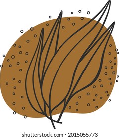leaf line icon set, leaves - plant elements, icons, abstract spots