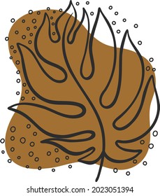 leaf line icon set, leaves - plant elements, icons, abstract spots