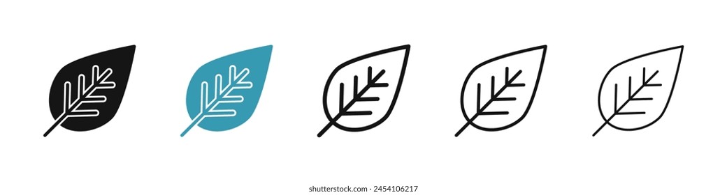 Leaf line icon set. tree leaves shape icon for UI designs.