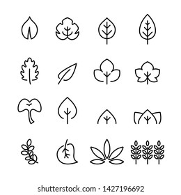 leaf line icon set.flat vector eps10.