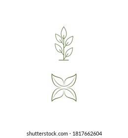 Leaf line icons vector leaves logo design