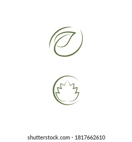 Leaf line icons vector leaves logo design