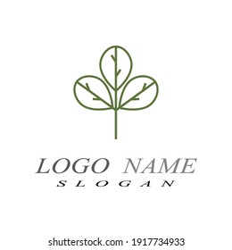 Iconos de la línea de la hoja hojas vectoriales diseño del logo