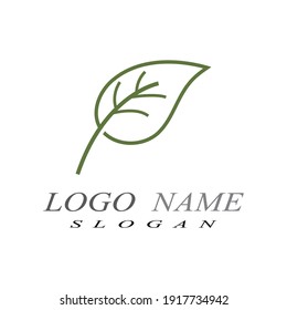 Leaf line icons vector leaves logo design