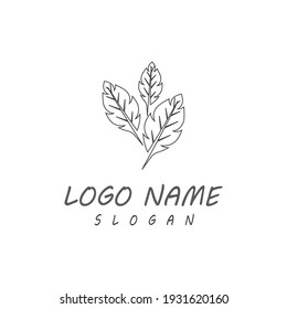 Leaf line icons vector leaves logo design