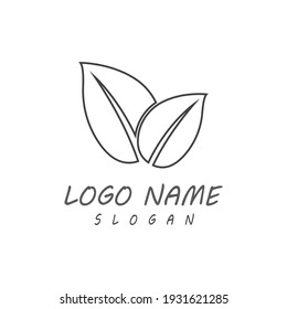 Leaf line icons vector leaves logo design