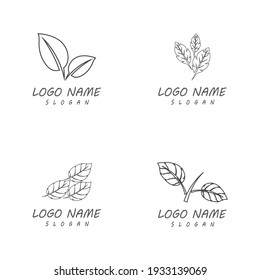 Iconos de la línea de la hoja hojas vectoriales diseño del logo