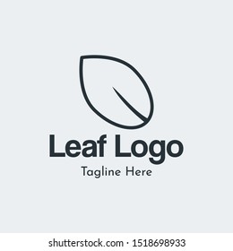 Leaf line logo design template. simple ecology logo design illustration