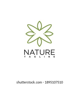 Leaf line logo design vector 
