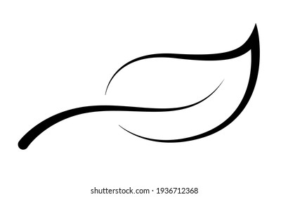 leaf line shape for graphic clip art, leaf line icon for ecology nature element icon, line pattern leaf shape, leaf symbol line shape isolated on white