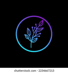 leaf line simple vector design dark background