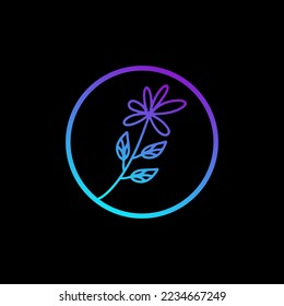 leaf line simple vector design dark background