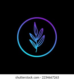 leaf line simple vector design dark background