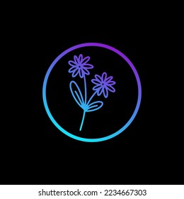 leaf line simple vector design dark background