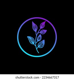 leaf line simple vector design dark background