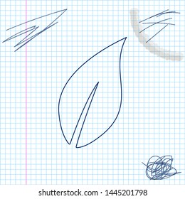 Leaf line sketch icon isolated on white background. Vector Illustration