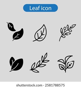 leaf line vector art  icon set. Leaf plant line icon set. Geometric minimalist linear natural eco leaves, modern abstract tree design. Vector leaf logo collection
