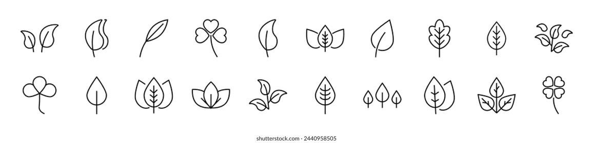 Leaf Linear vector icons collection. Editable stroke. Simple linear illustration for web sites, newspapers, articles book