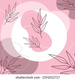 Leaf lines on a modern pink background.