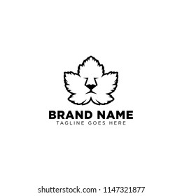 leaf with lion face logo template