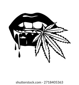 Una hoja de goteo de labios de hierba en la ilustración