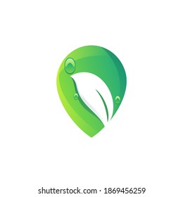 leaf location logo design vector premium