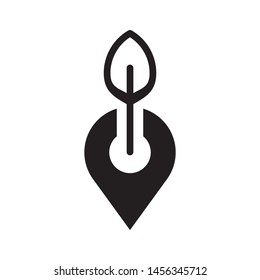Leaf with location pin logo template vector icon design
