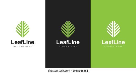 Leaf logo abstract linear style