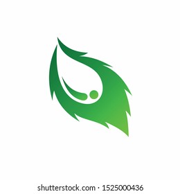 leaf logo accompanied water drop silhouette