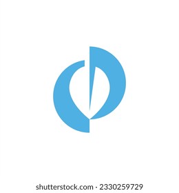 logotipo de la hoja ambigrama color azul en fondo blanco