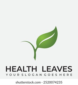 Leaf logo, badge, bio, healthy food badge. Vector illustration.