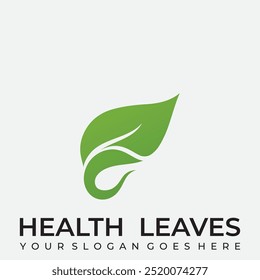Leaf logo, badge, bio, healthy food badge. Vector illustration.