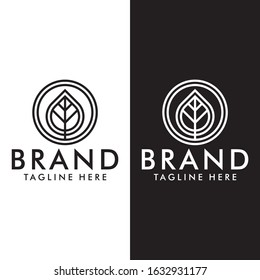leaf logo black and white outline