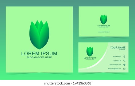 leaf logo and business card template