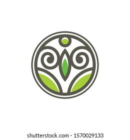 Leaf logo, leaf circle, green eco logo, nature sign