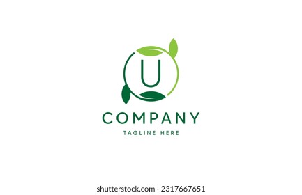 Un logotipo de hoja Círculo Verde Natural