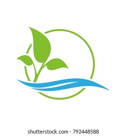 Leaf logo. Color tree logo. Leaf and sea icon. 