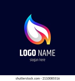 leaf logo in colorful gradient colors, ready to use for template